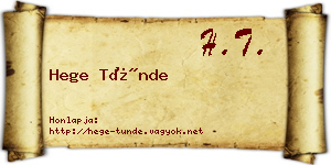 Hege Tünde névjegykártya